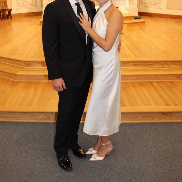 Show Me Your Mumu Jasmine Halter White Satin Midi - Picture 7 of 7